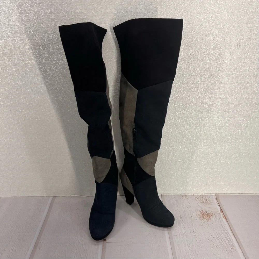 Madden Girl Deeon Knee High Block Heel Boots Women’s Size‎ 7 | Colorblock